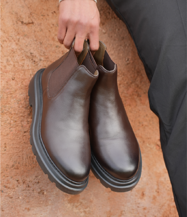 Bottines Chelsea en cuir Marron foncé