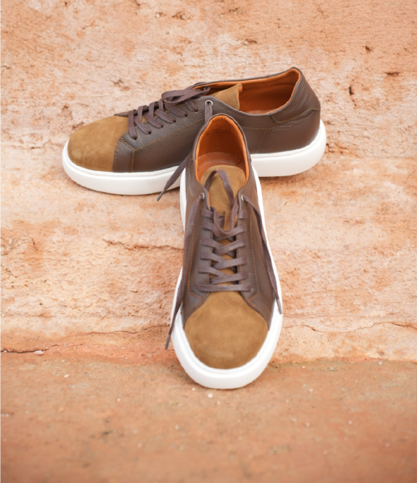 Baskets en cuir noir Marron