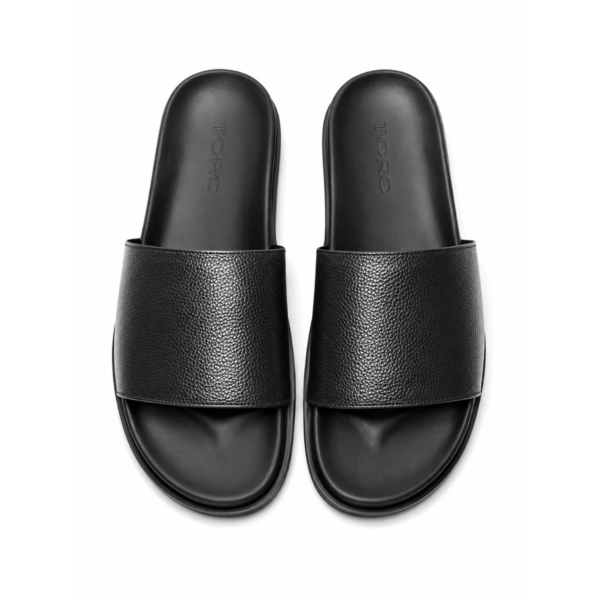 Design sans titre - 2026-06-18T211615.679 Claquettes Homme TORO en Cuir Premium Noir