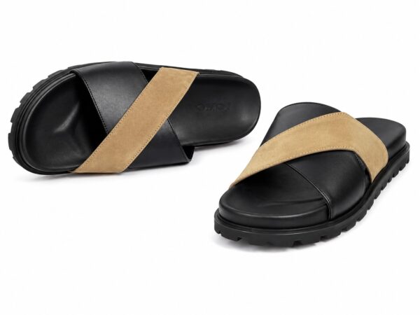 SANDALES PREMIUM CROISEES EN CUIR RT DAIM